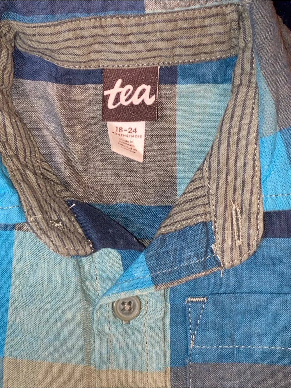 Tea Collection Blue Plaid Button-Up Shirt for Kids